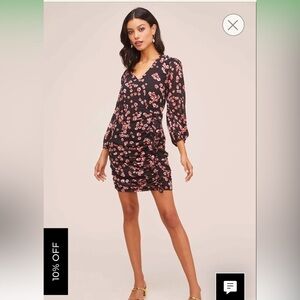 ASTR the Label black shirred long sleeve mini dress